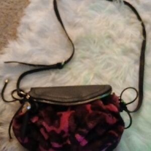 Juicy Couture Black and Pink Fur Crossbody Bag